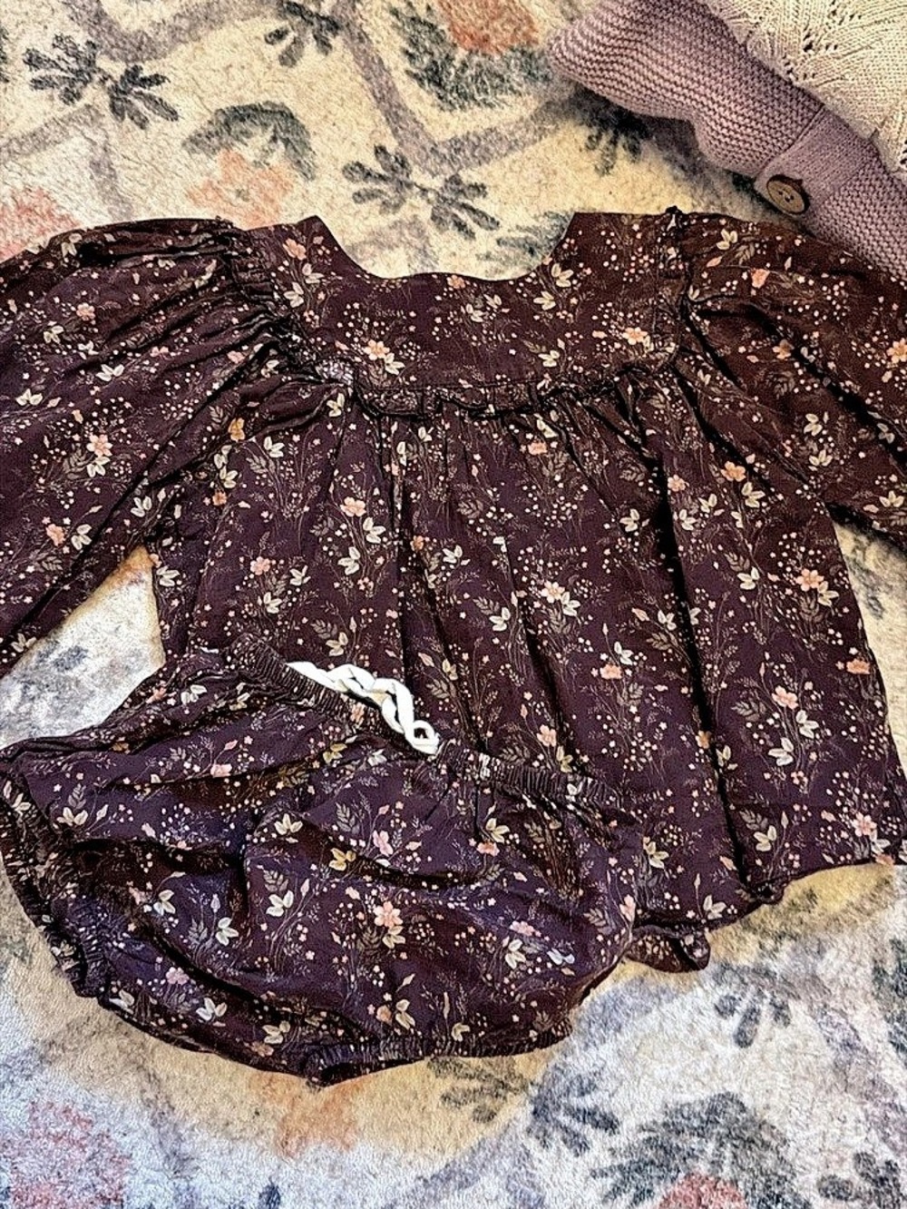 Jamie Kay Floral Smocked Cotton Top & Bloomer Set